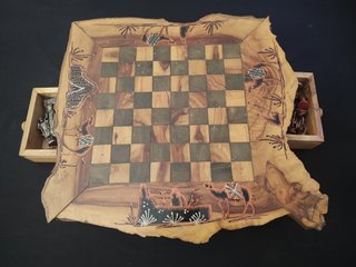 Ajedrez, juego artesanal en madera de Olivo