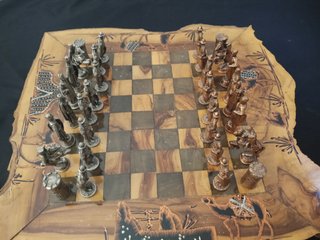 Ajedrez, juego artesanal en madera de Olivo
