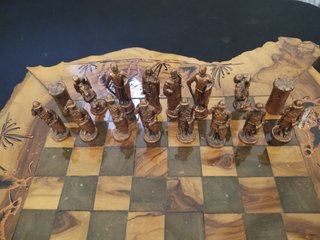 Ajedrez, juego artesanal en madera de Olivo