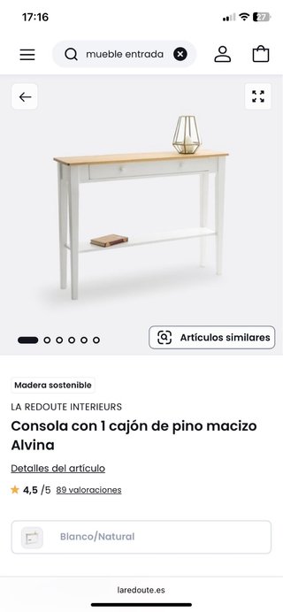 Mueble entrada La Redoute madera pino y blanco