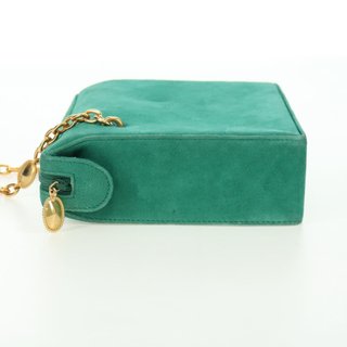 Christian Dior Chain Shoulder Bag Suede Green