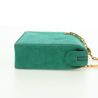 Christian Dior Chain Shoulder Bag Suede Green