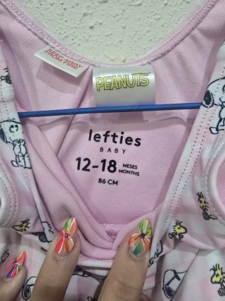 Bañador niña Snoopy cuadros rosa