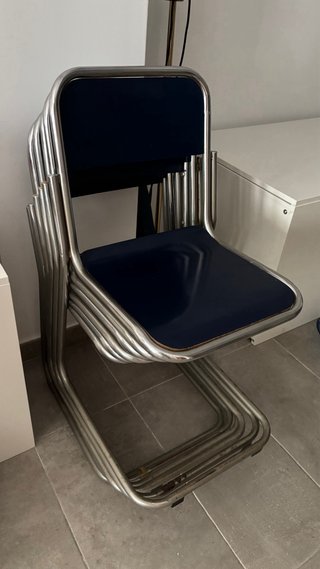 Sillas Vintage Azul y Plata (6 uds)