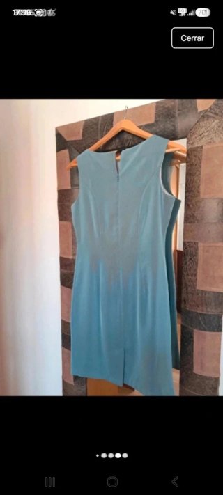 Traje azul de vestido y abrigo