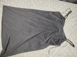 Vestido lencero efecto ante gris