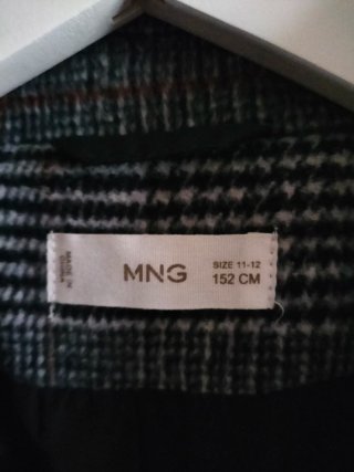 Abrigo cuadros niña Mango. Talla 11-12