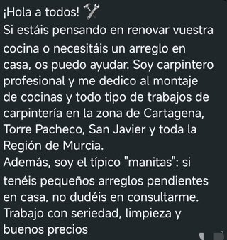 Carpintero profesional: Montaje cocinas y arreglos