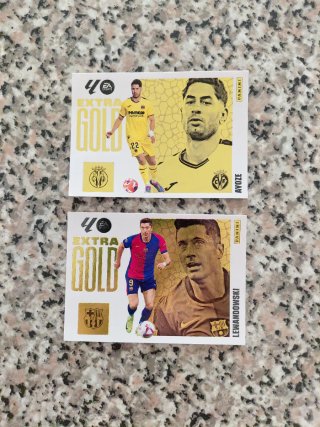 Cromos Extra Gold Ayoze y Lewandowski Liga 25-26