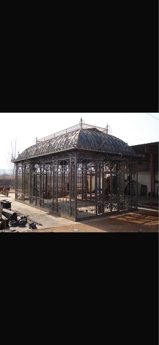 Pérgola/Gacebo Hierro Fundido Negro/Gris