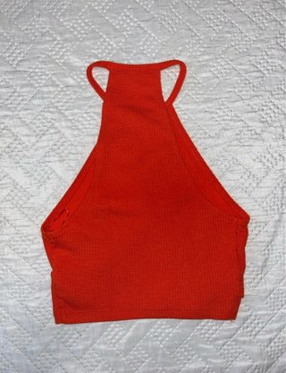 Top Bershka naranja/rojo halter
