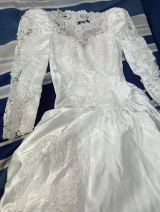 Vestido de Novia Blanco Encaje Manga Larga