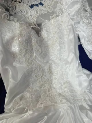 Vestido de Novia Blanco Encaje Manga Larga