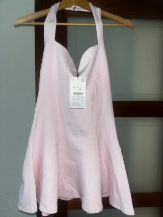 Vestido Zara Halter Rosa Talla L