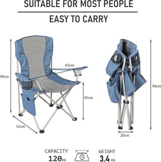 Silla Plegable Camping Azul/Gris
