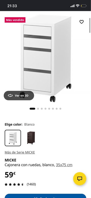 Cajonera blanca con ruedas