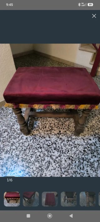 Banqueta Vintage Terciopelo y Madera