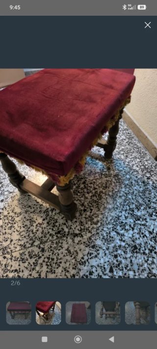 Banqueta Vintage Terciopelo y Madera