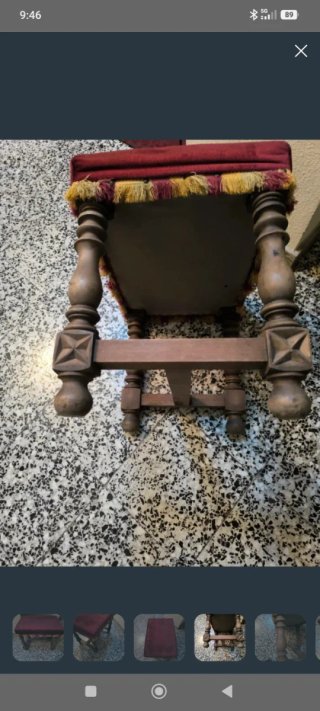 Banqueta Vintage Terciopelo y Madera