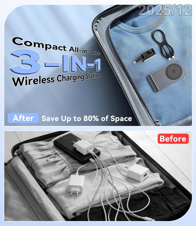 ALAFLY Cargador Inalambrico 3en1 25W MagSafe Qi2.2