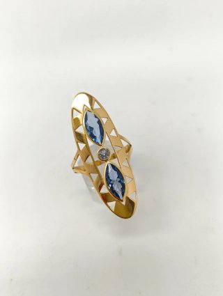 ORO NUEVO 18KT Anillo Lanzadera Circonitas azules