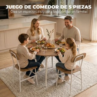 Mesa y 4 Sillas Comedor Estilo Industrial