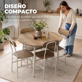 Mesa y 4 Sillas Comedor Estilo Industrial
