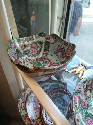 Porcelana China Antigua - Cuenco y Plato