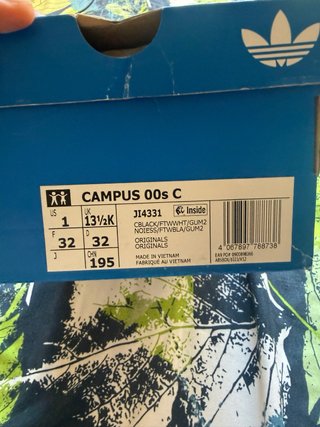 Adidas Campus 00s Niños Negro Blanco talla 32