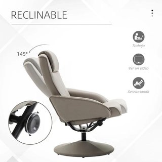 Sillón Relax Giratorio 360º con Reposapiés Gris