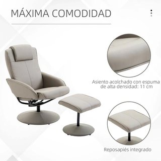 Sillón Relax Giratorio 360º con Reposapiés Gris