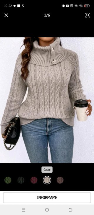 Jersey de invierno cuello alto trenzado