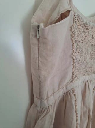 Vestido Zara Lino Boho Beige