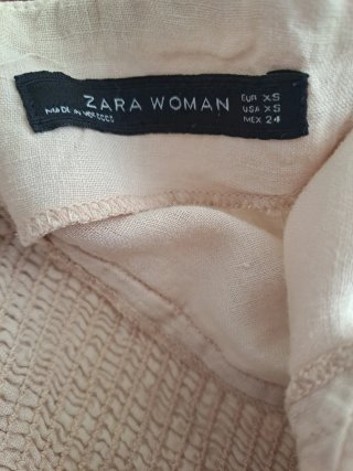 Vestido Zara Lino Boho Beige