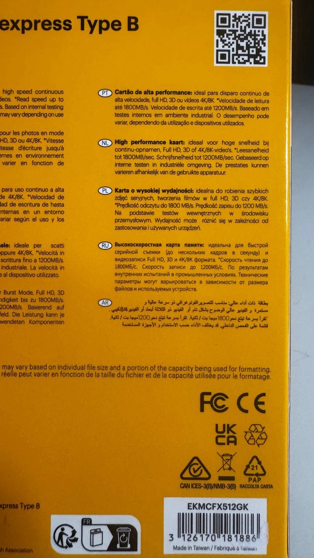 Tarjeta Memoria Kodak 512GB CFexpress Type B