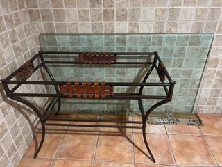 Mesa Hierro Forjado y Cristal 1,60x90 Altura 75 cm