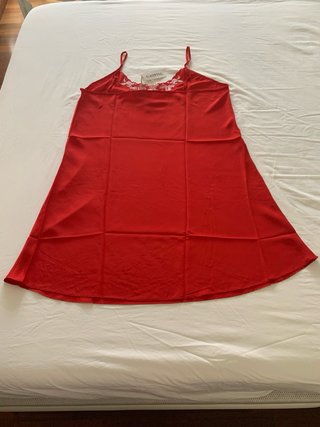 Camisón seda rojo floral Talla XXL