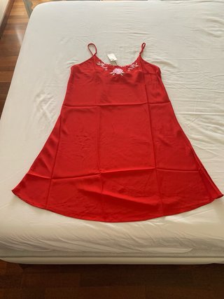 Camisón seda rojo floral Talla XXL