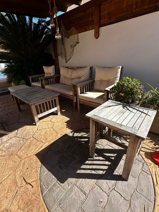 Pack 2 Conjuntos Muebles Jardín Madera y Tela
