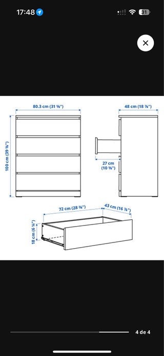 Cómoda MALM Ikea Blanca
