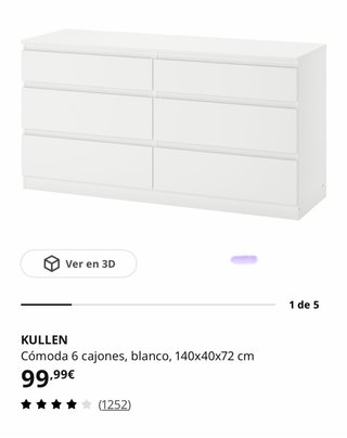 Cómoda Kullen 6 cajones blanca, comprada en 2025