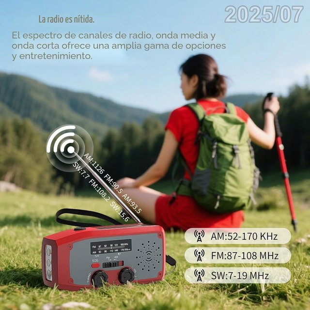 DOLUCKY Radio Solar/Manivela Bateria 2000mAh LED