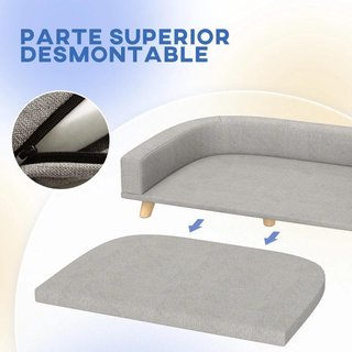 Sofá Perros Grandes Cojín Lavable Patas Madera