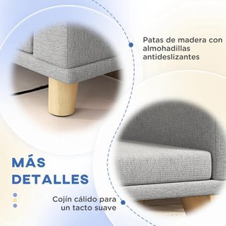 Sofá Perros Grandes Cojín Lavable Patas Madera