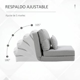 Sofá Cama Individual Plegable Gris