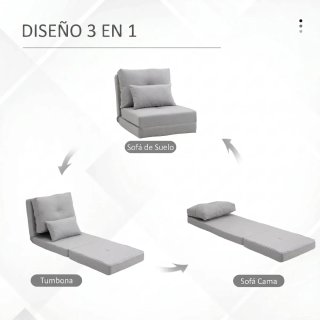 Sofá Cama Individual Plegable Gris