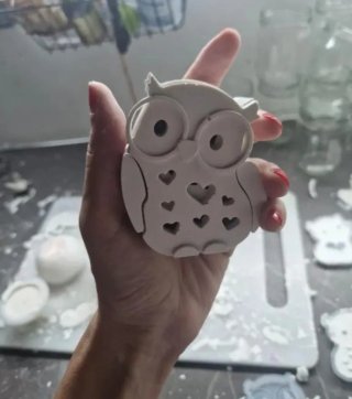 Simpatico Gufetto Luminaria Cuori gesso ceramico