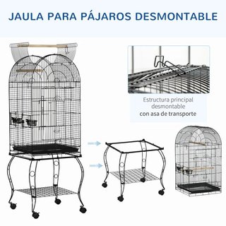 Jaula Pájaros con Soporte Ruedas Bandeja Extraíble