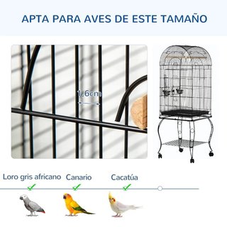 Jaula Pájaros con Soporte Ruedas Bandeja Extraíble