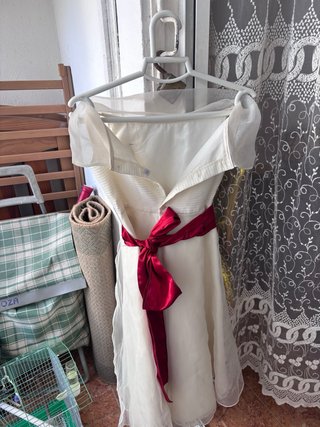 Vestido niña blanco y rosa elegante